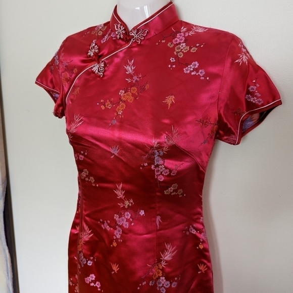 Vintage Chinese cheongsam dress Red women's Small - Picture 4 of 16